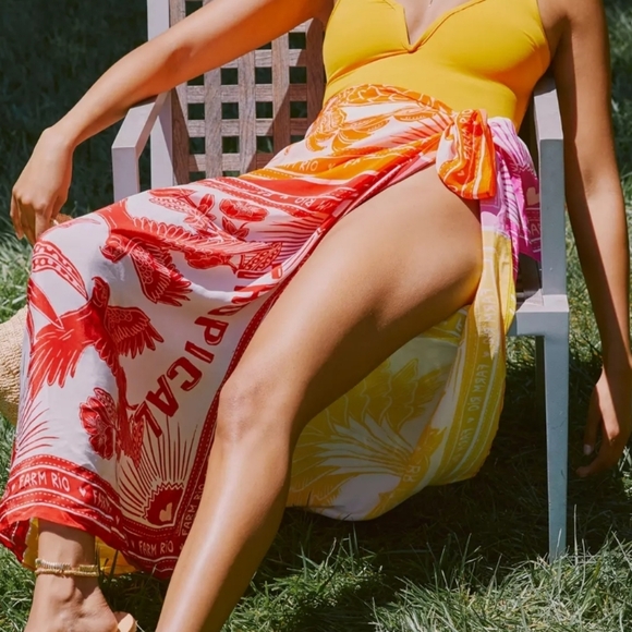 New Farm Rio Tropic Dream Printed Pareo Swim Beach Cover-Up One Size NWT - Picture 4 of 12